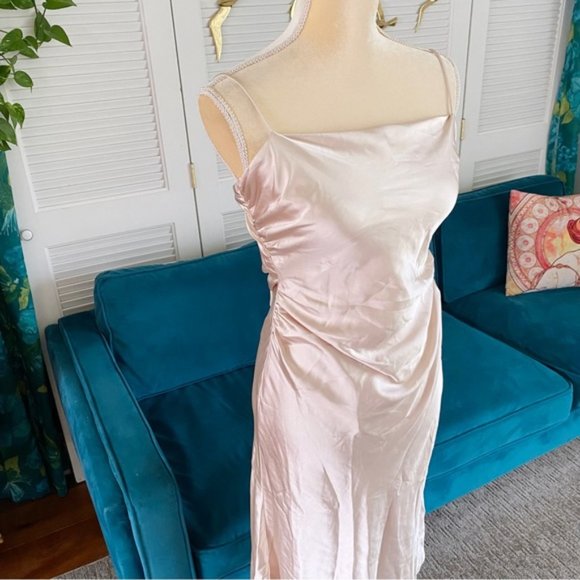 Anthropologie | BHLDN Sachin & Babi Winter Slip Midi Dress Gold Champagne New 10 - Picture 4 of 14